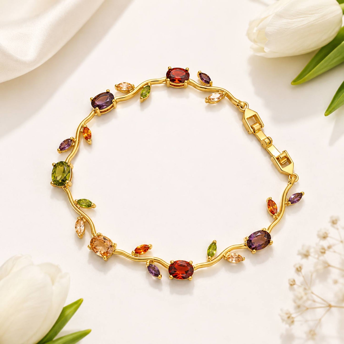 Buy 1 Get 1% Elegant Gold Plated Tulip Bracelet For Girls and Womens
